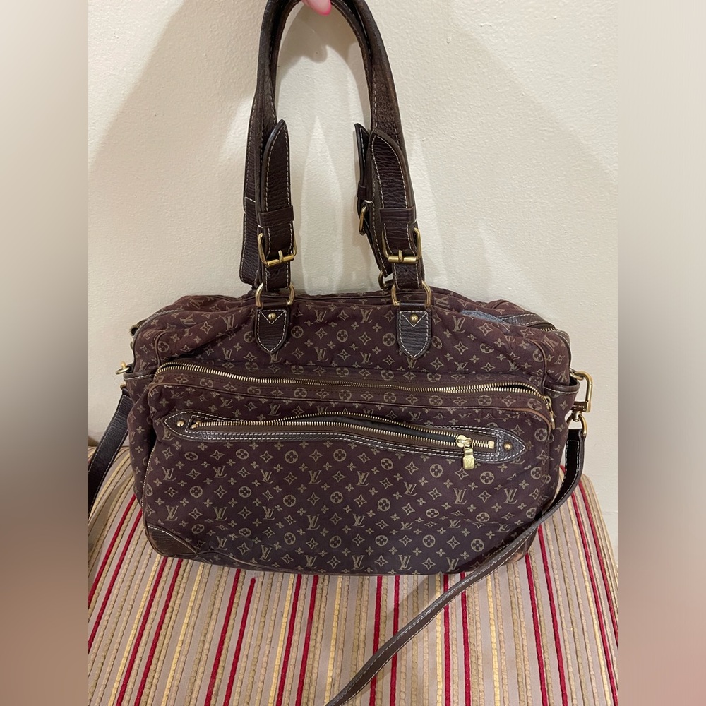 Louis Vuitton Sac a Langer Diaper Bag Brown Mini Lin Canvas authentic